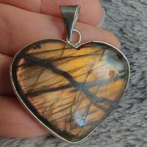 Heart-Shaped Natural Labradorite Pendant